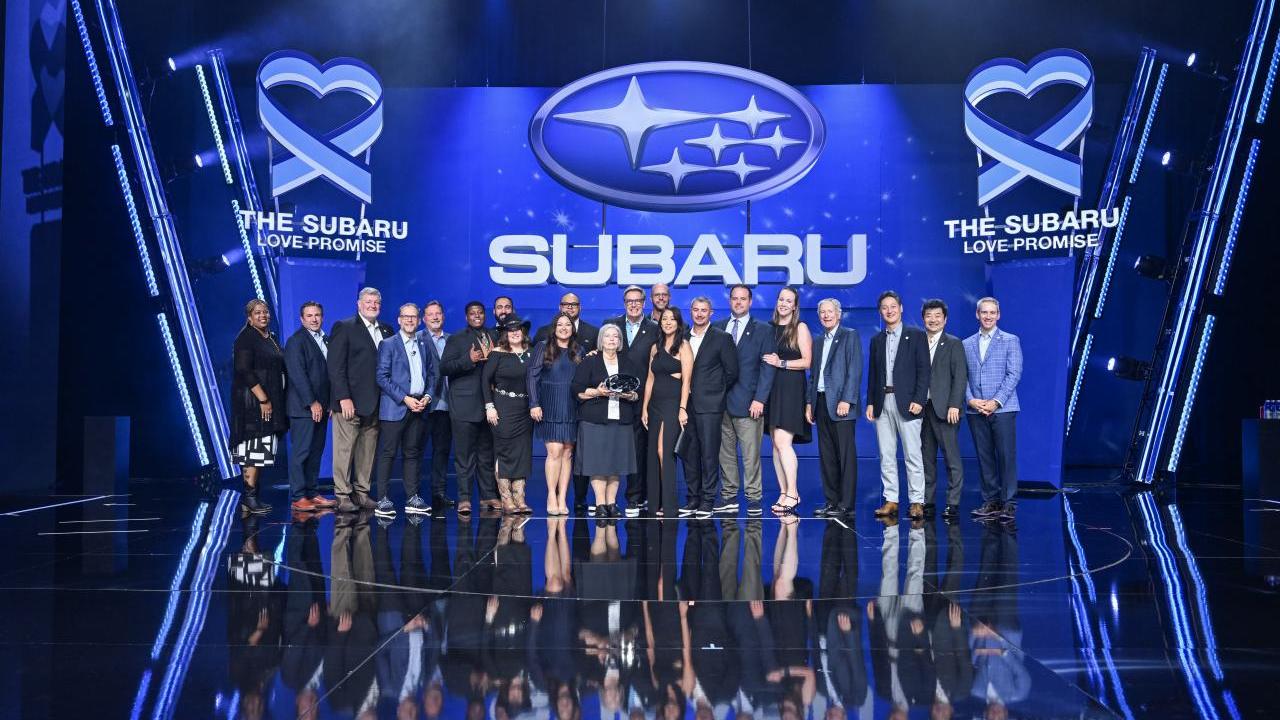 Group standing on stage