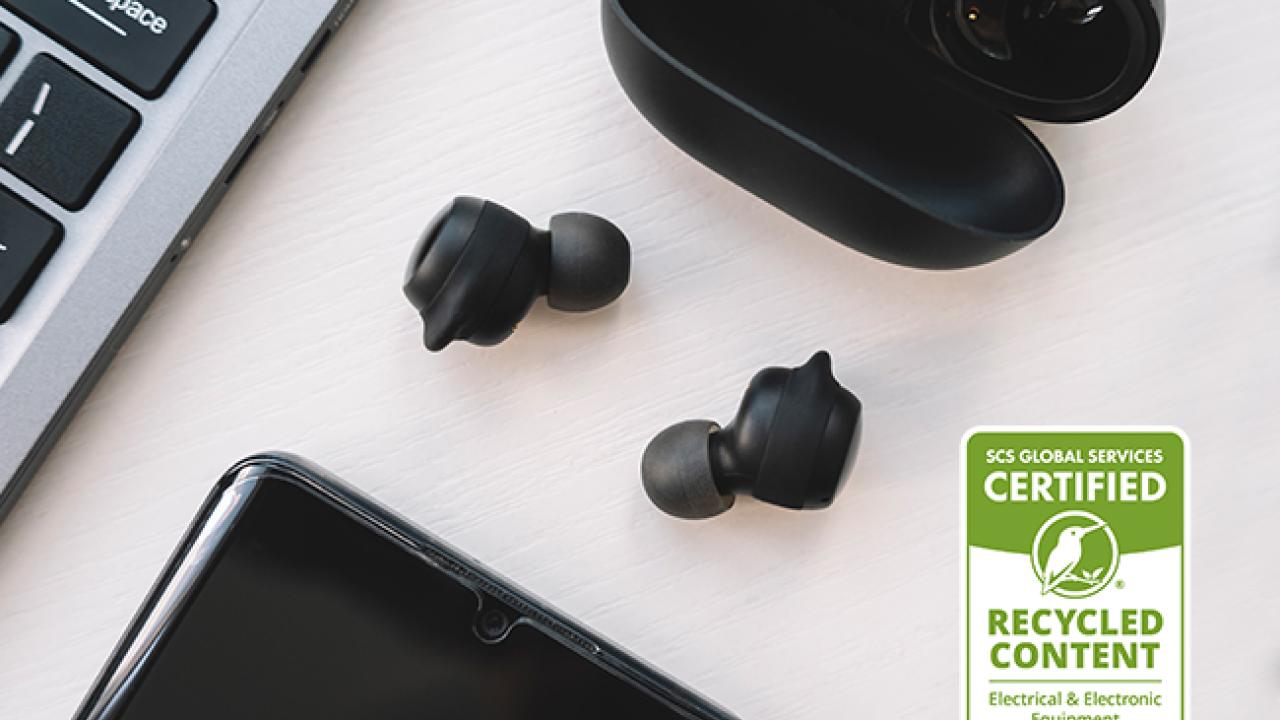 ear buds, keyboard, and smart phone