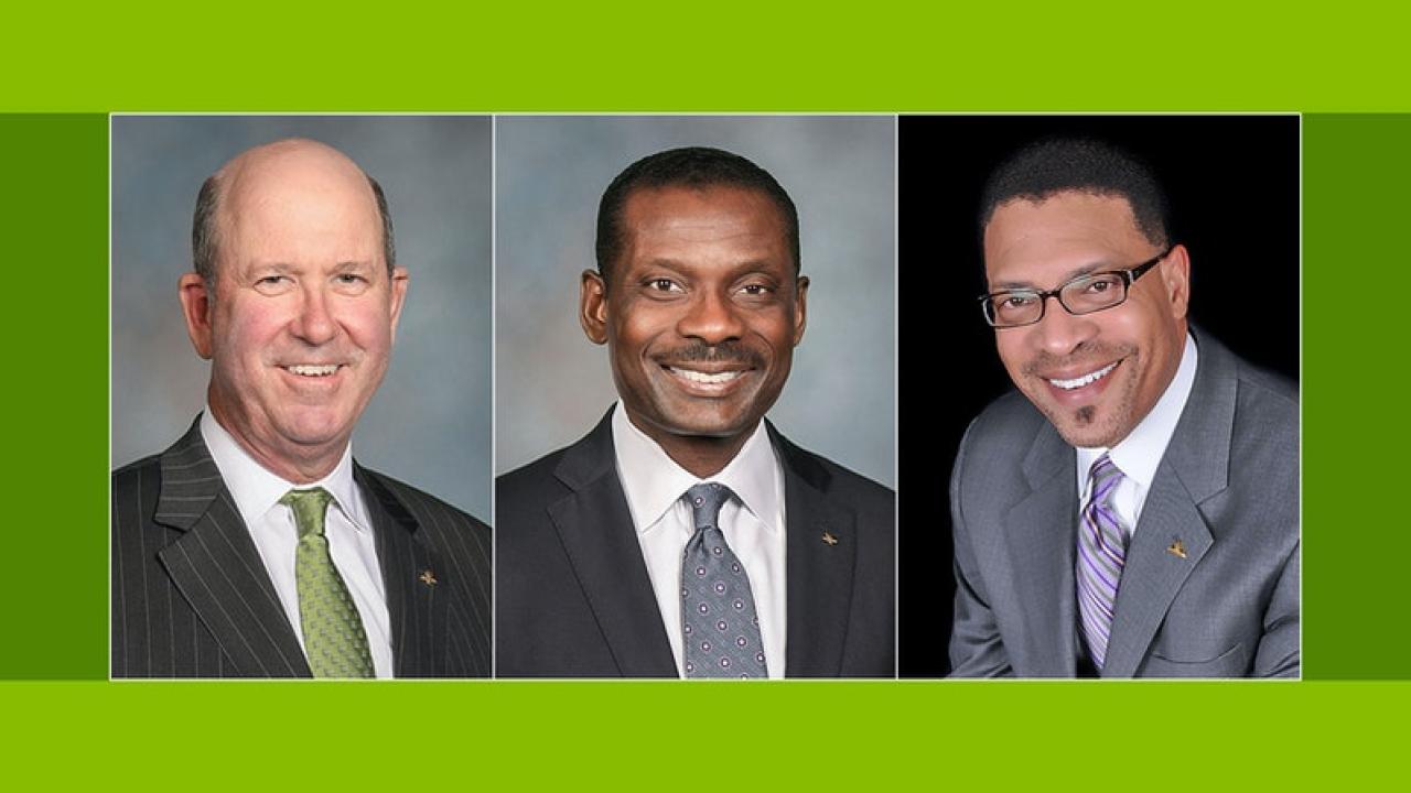 Pictured, from left to right: John Turner, Leroy Abrahams, and David Christian