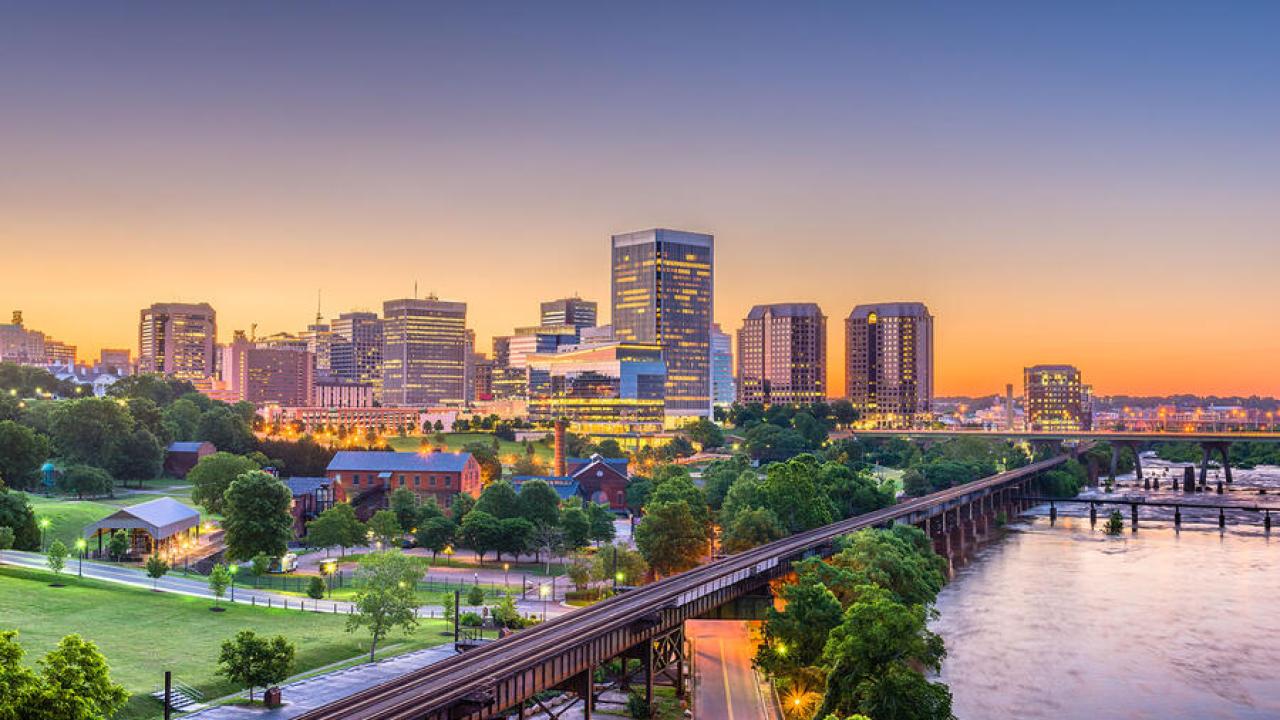 Richmond skyline at sunset