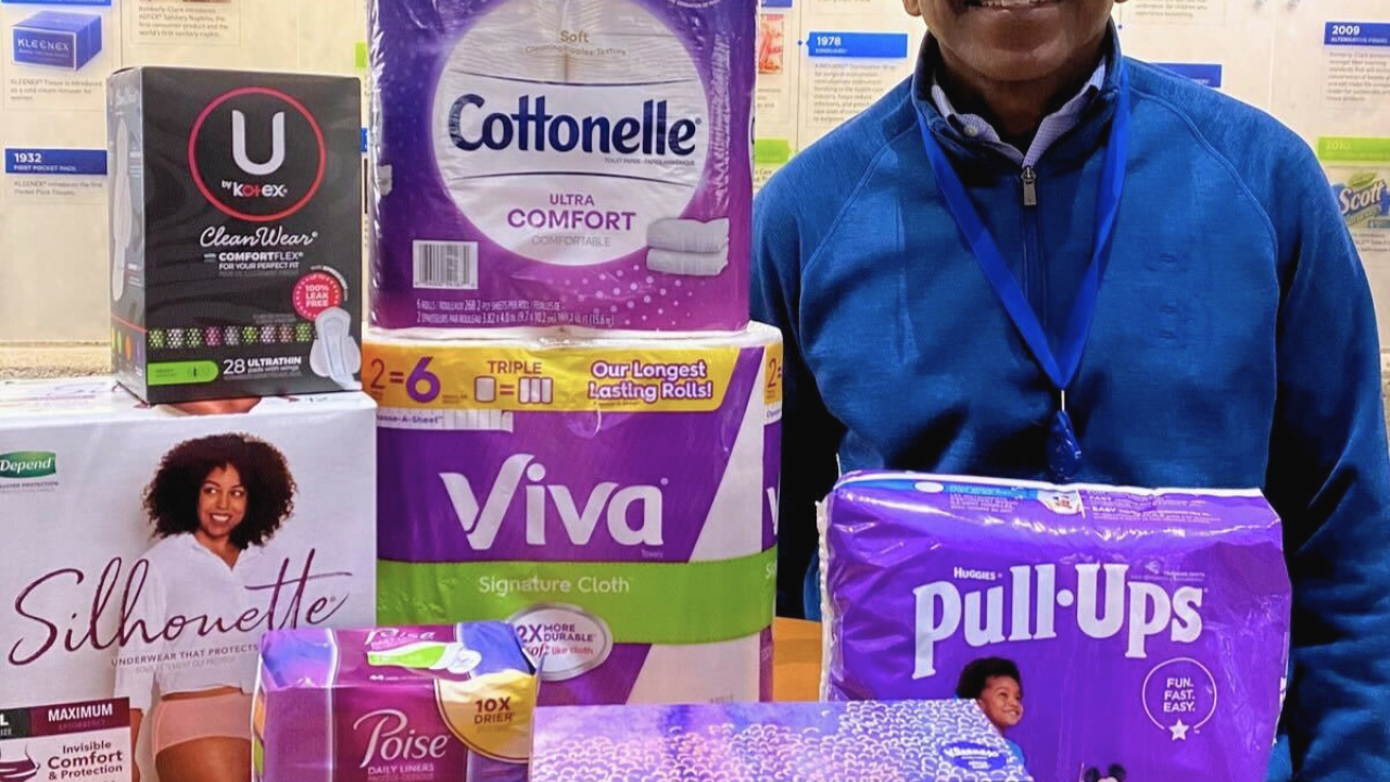 Robert Long alongside Kimberly-Clark products