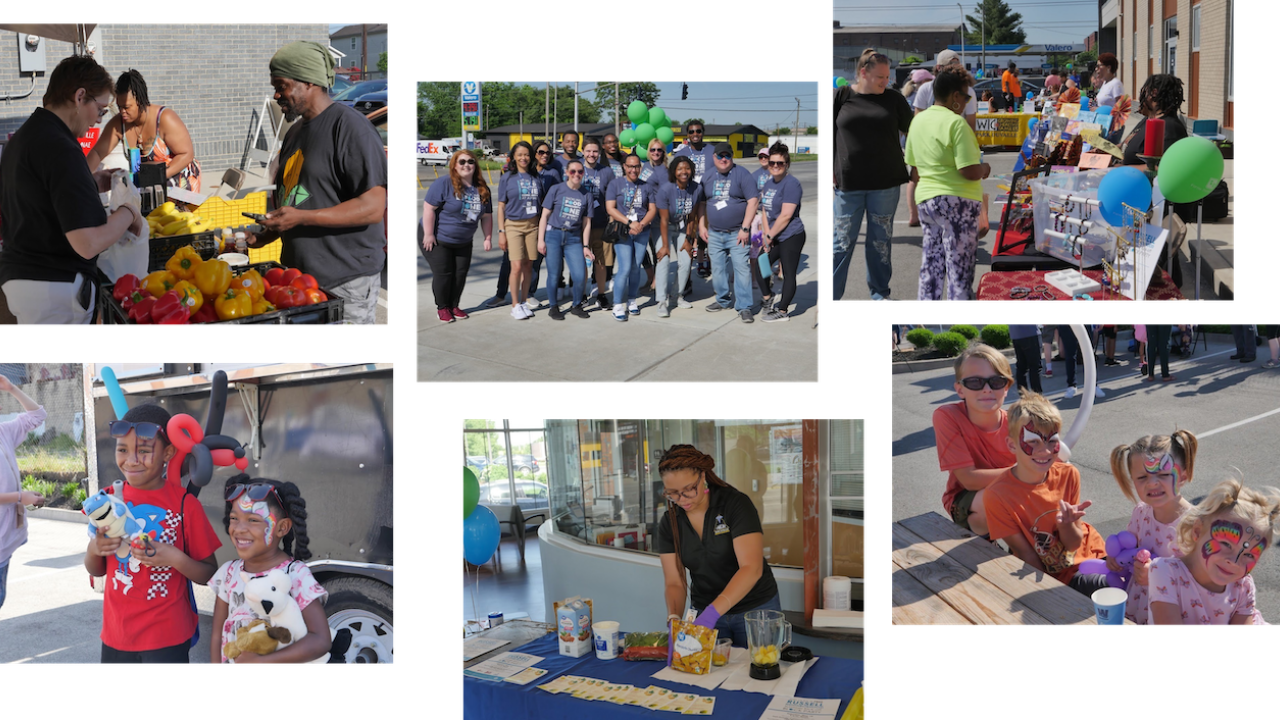Collage of people attending a block party