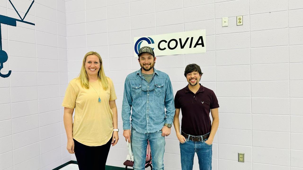Covia employees pose together