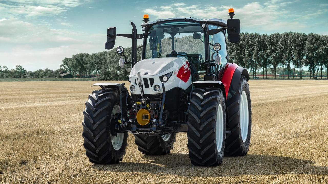A tractor in a field 