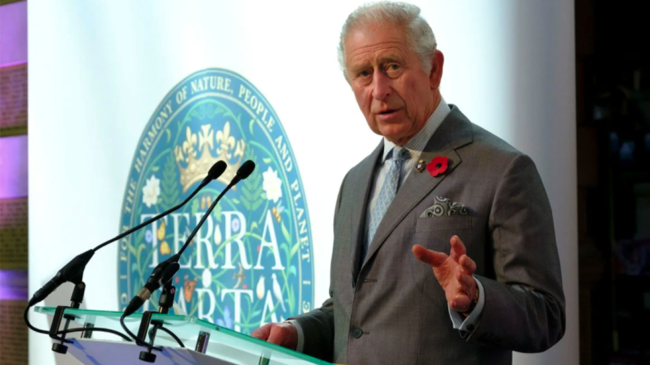 His Royal Highness The Prince of Wales speaking at a podium
