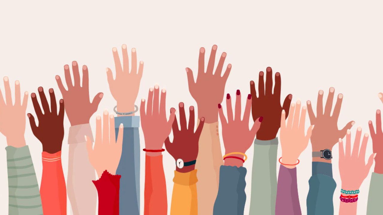 Illustration of raised hands