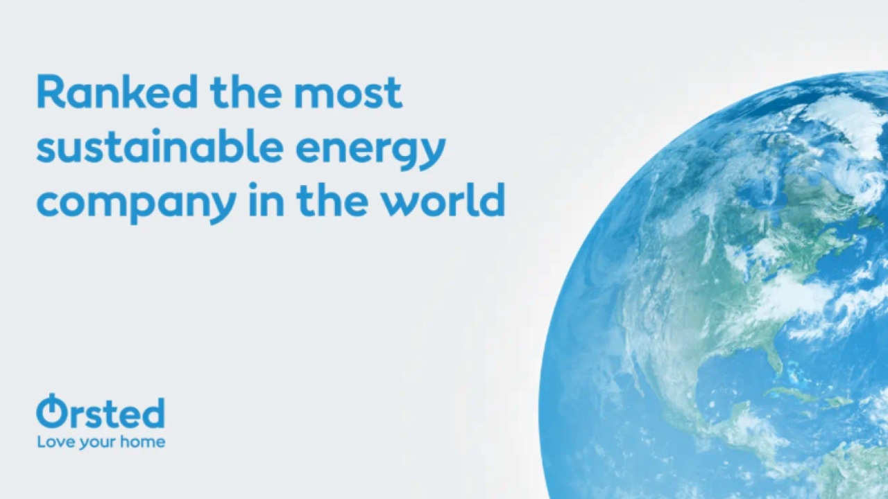 "Ranked the most sustainable energy company in the world" with logo