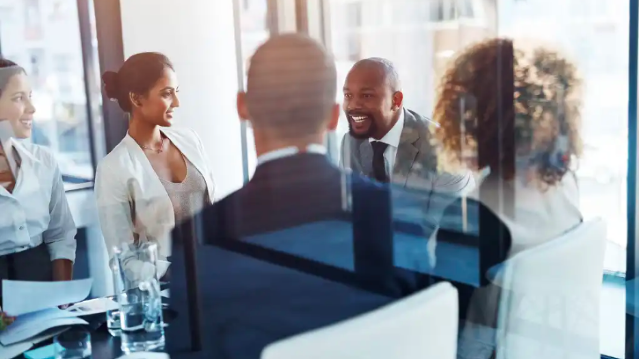 Team of diverse employees in a meeting