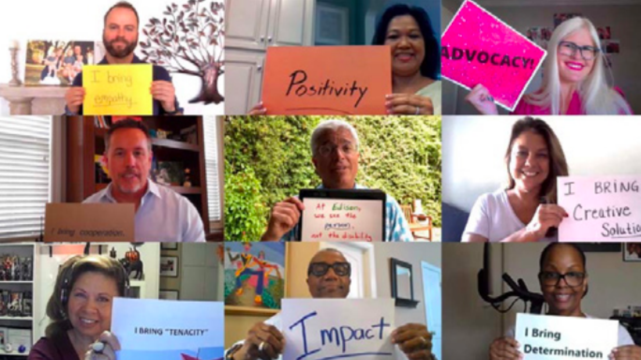 collage of Edison employees holding signs that say what they each bring to the company