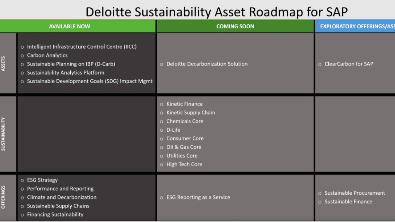 "Deloitte Sustainability Asset Roadmap for SAP"