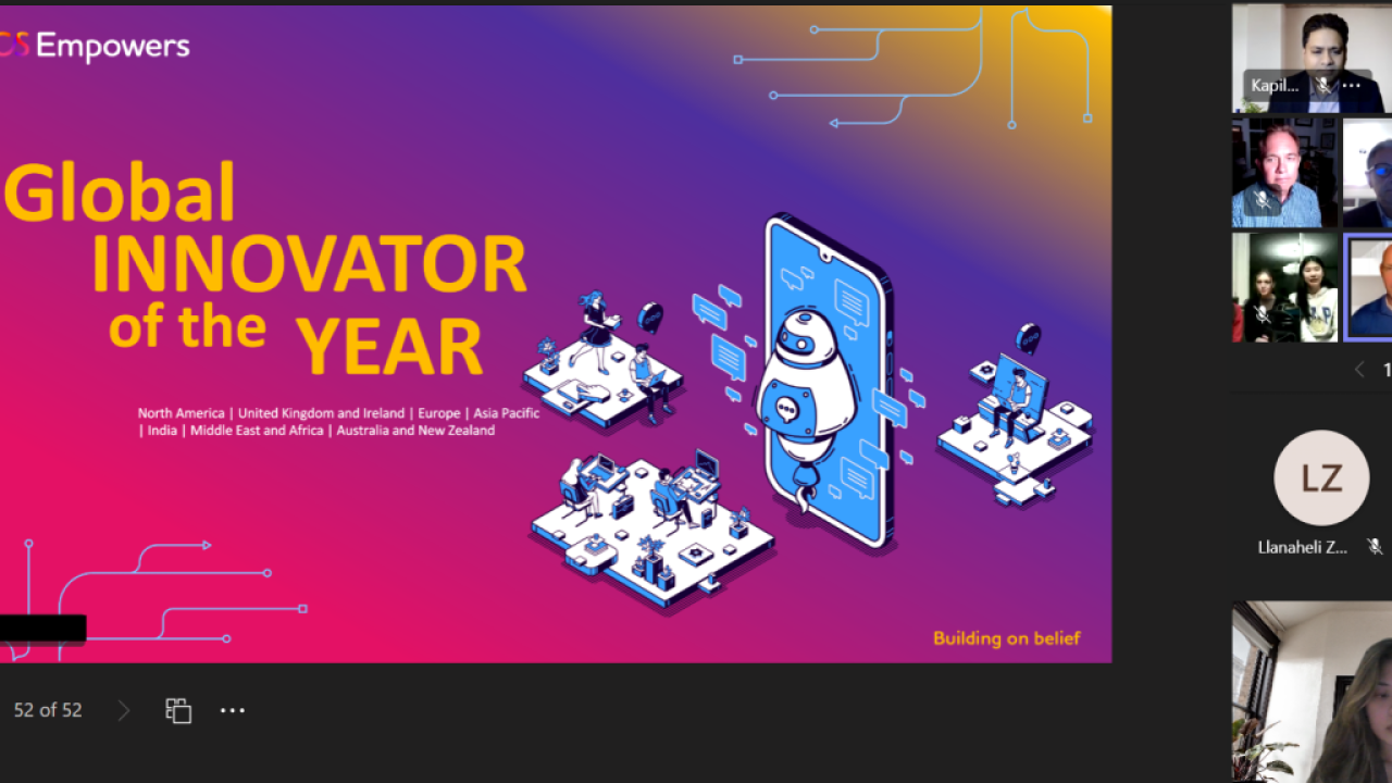 screenshot from TCS" "Global Innovator of the Year" digital meeting 