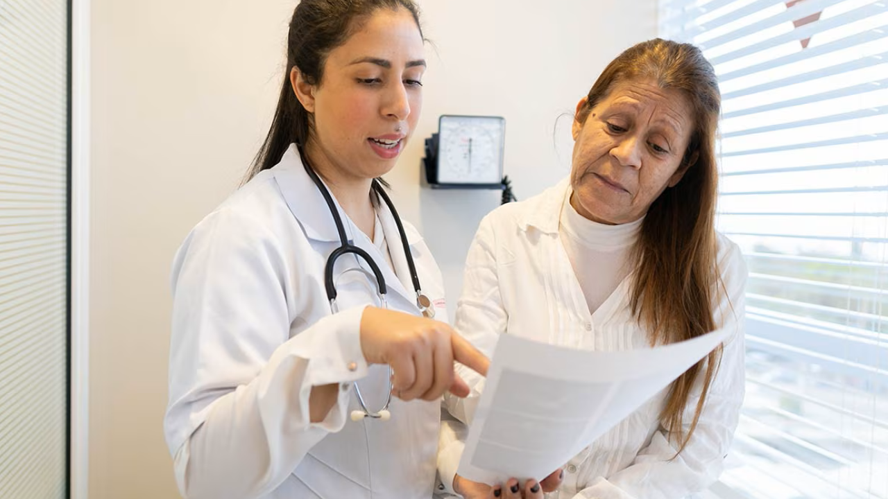 Doctor explaining test results
