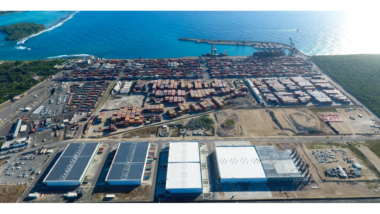 Aerial view of DP World's integrated port and logistics ecosystem in Caucedo