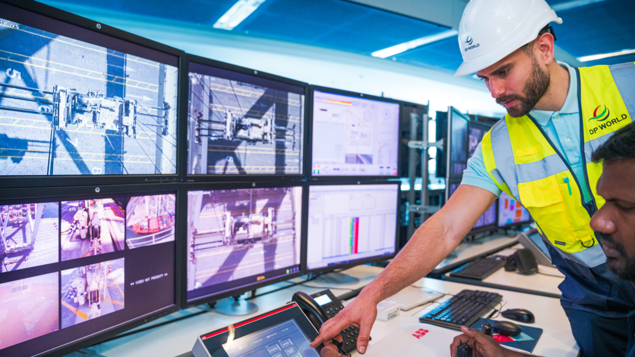 DP World employees in a control room