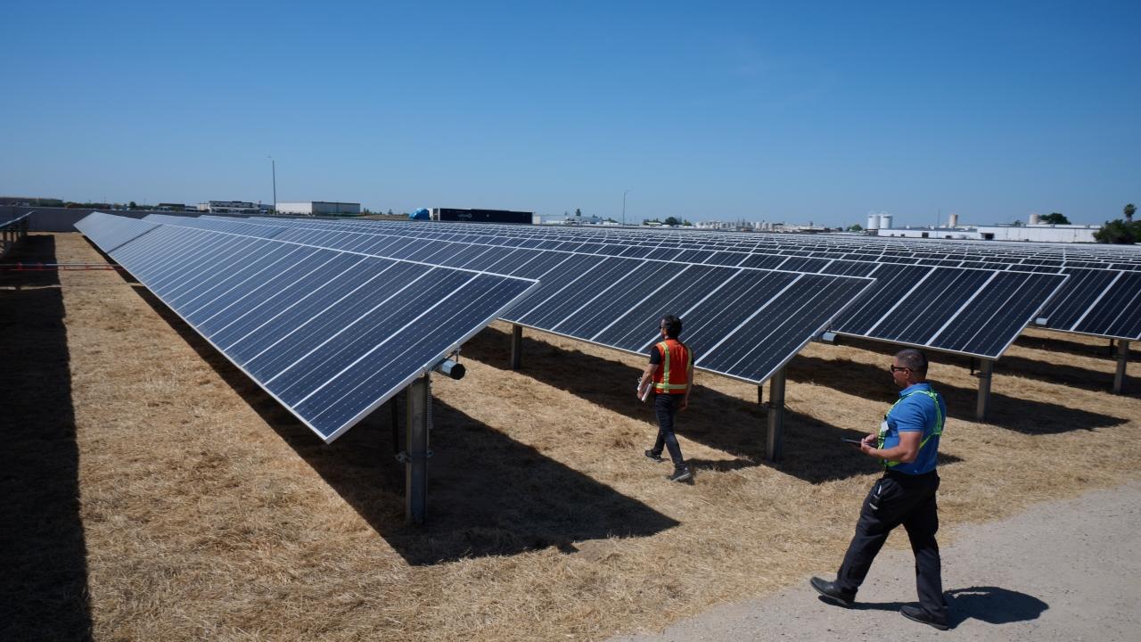 Solar panels in a row. 