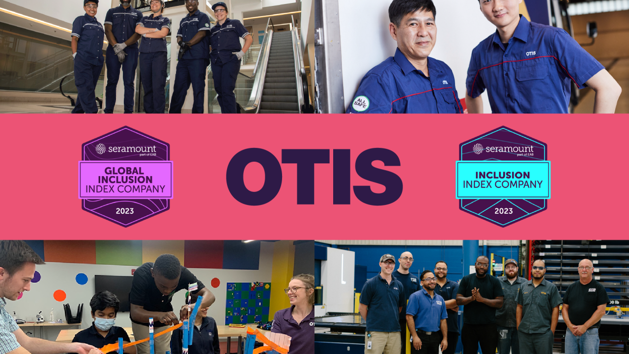 Otis colleagues and Seramount inclusion award emblems.