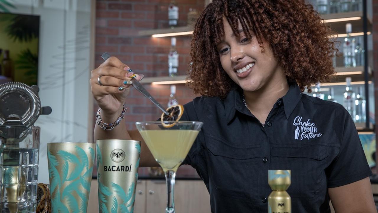 Bartender making drinks