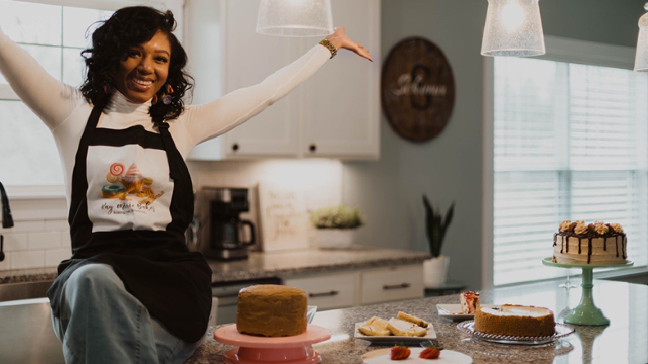 Kayla Johnson with her baked goods