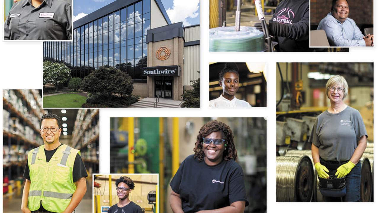 a photo collage of southwire employees 