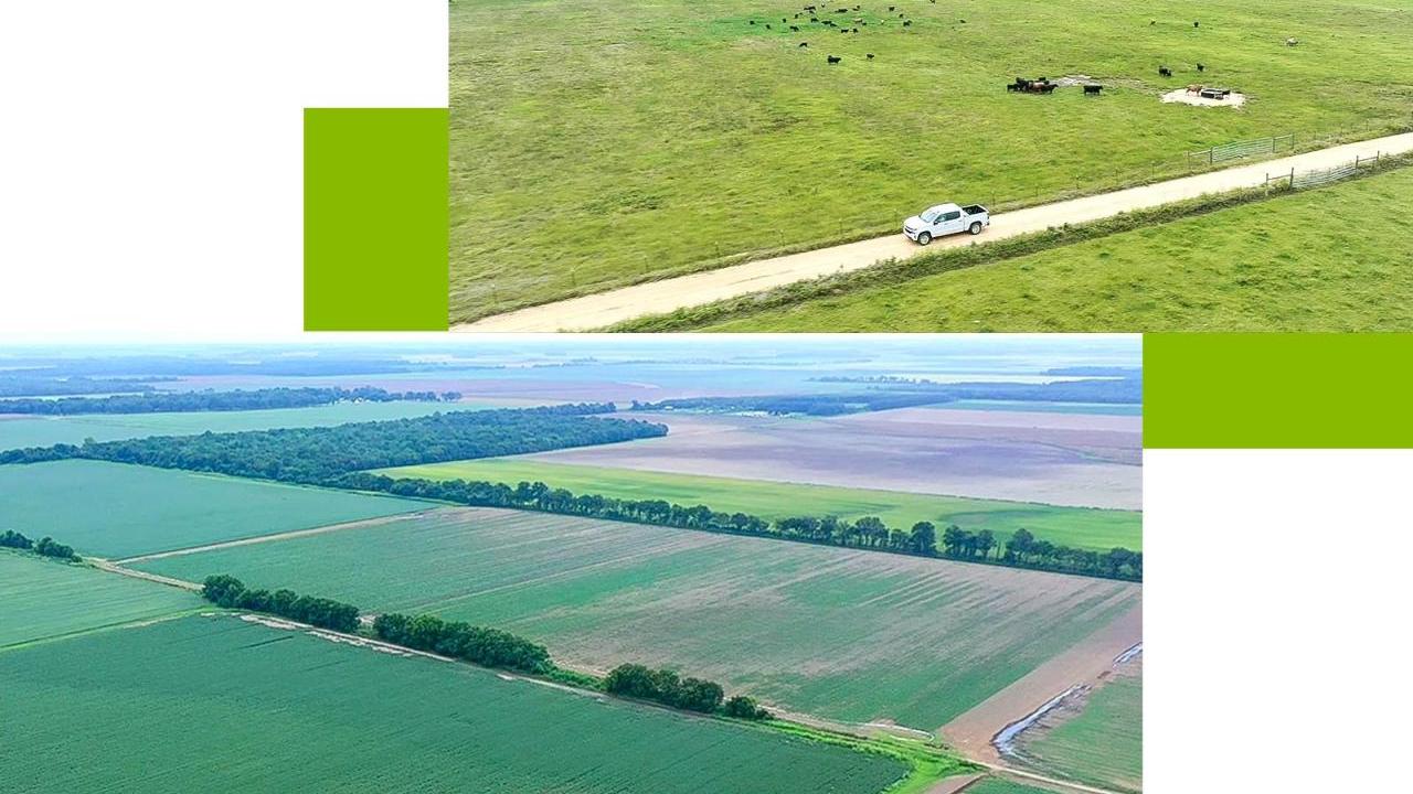 Collage of aerial views of farmland.