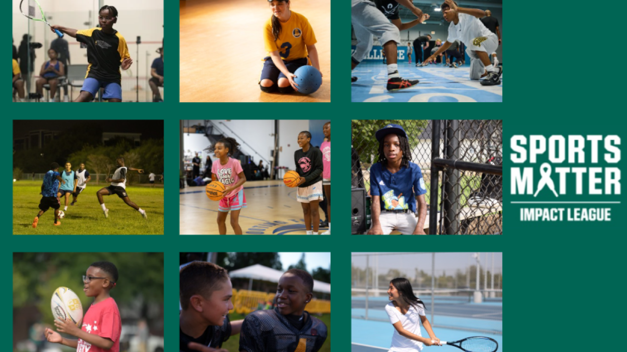 Sports Matter Impact League. Collage showing youth participating in sports.