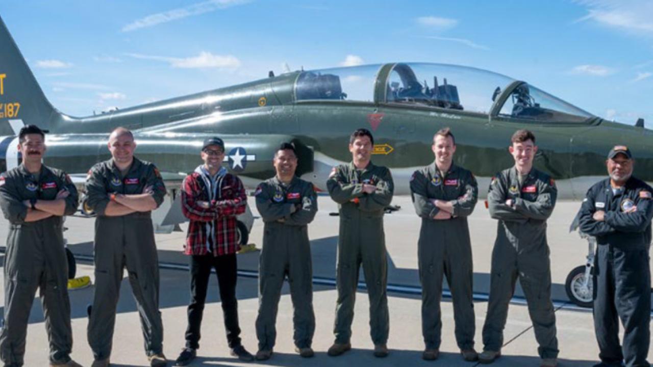 A 2023 Edwards Air Force Base (EAFB) test demonstrated StarNav technology and its successful functionality. Shown in the picture is StarNav founder Dr. Joshua Morales and Air Force officers from the Test Pilot School at EAFB.