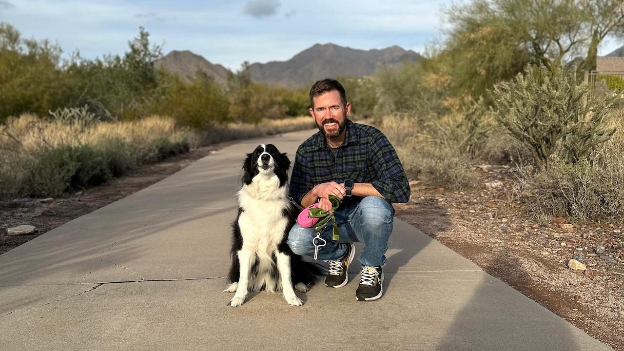 Colin, Product Marketing Manager, Video & Control, HARMAN Professional Solutions, shown with his dog.