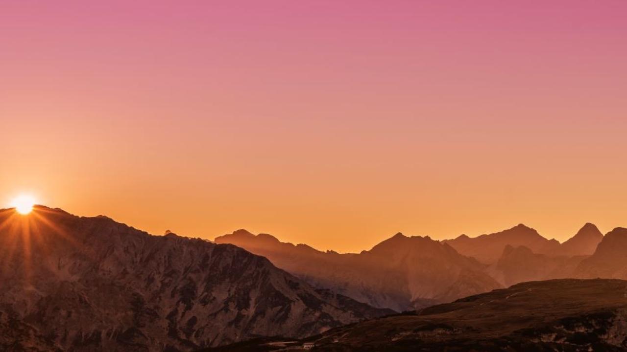Sun rising over the mountains