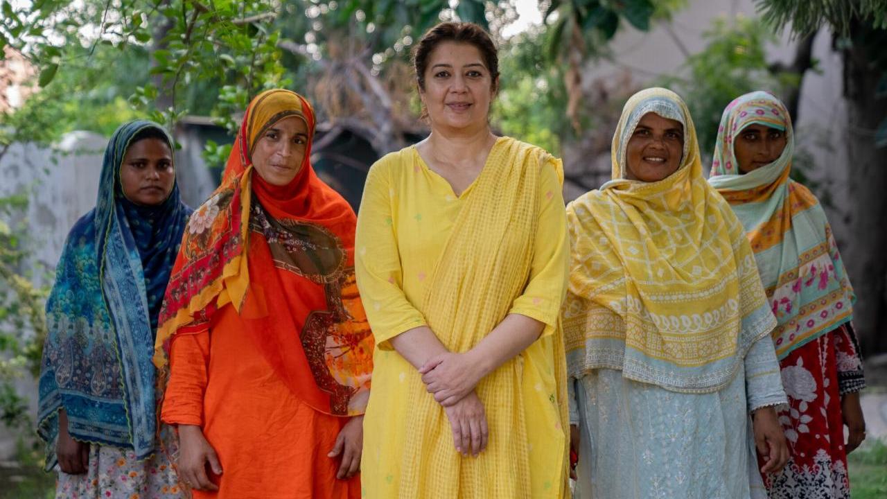 Group of powerful women standing together