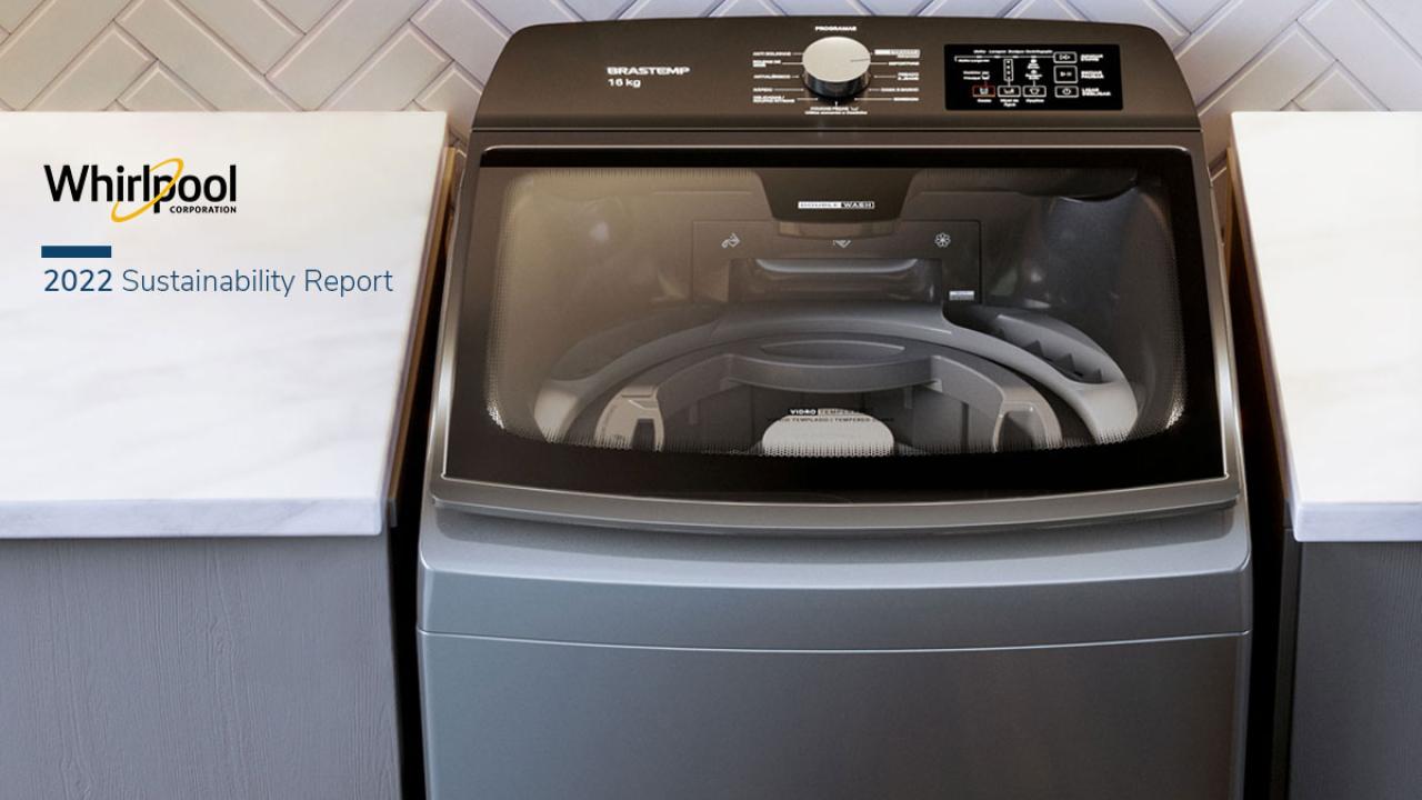 washing machine with "2022 Sustainability Report"