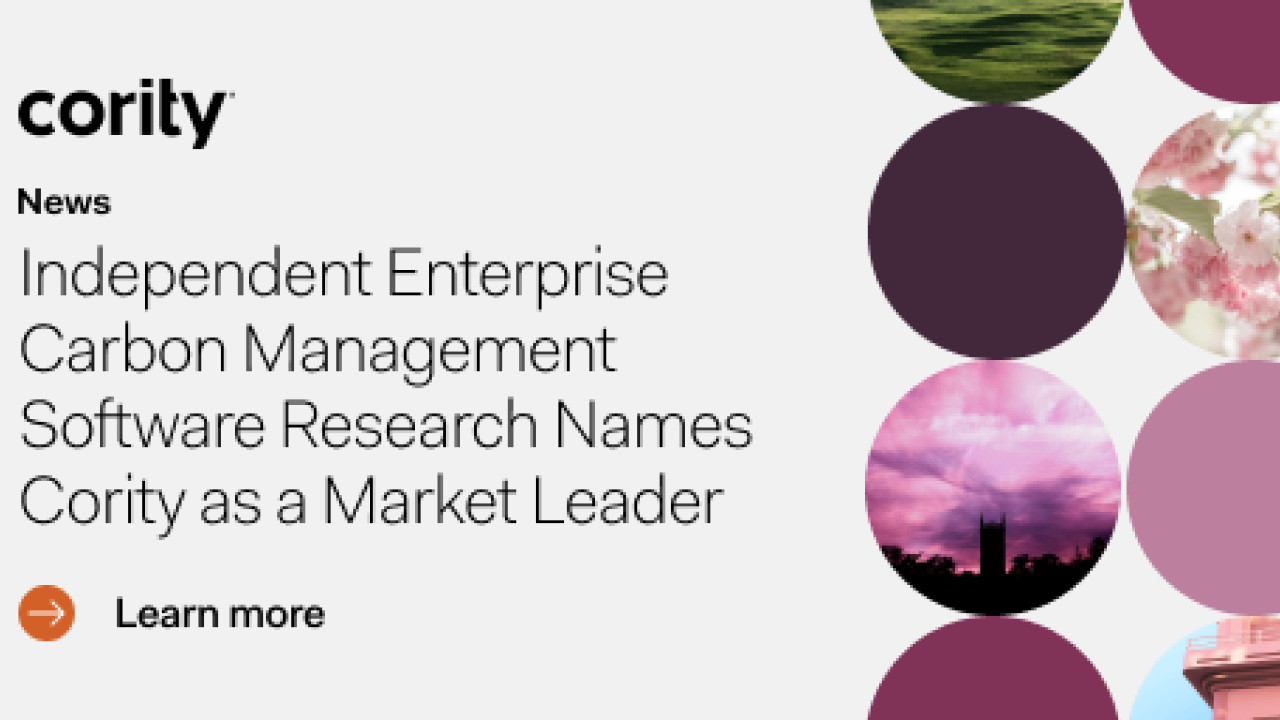 Banner reading, "Cority named Market Leader in Carbon Management Software"
