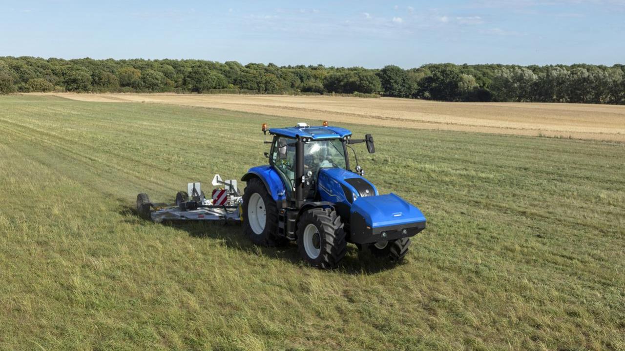 Methane-powered tractor on fields