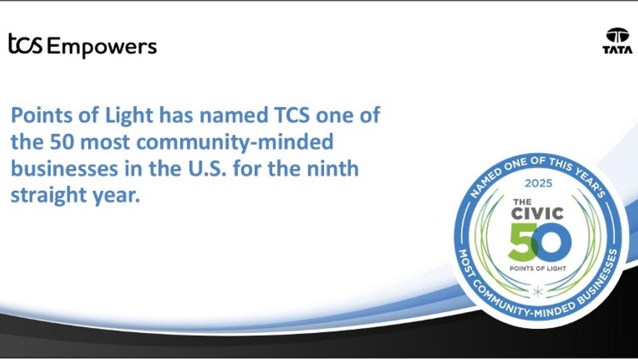 "Point of Light has named TCS one of the 50 most community-minded businesses in the U.S. for the ninth straight year."