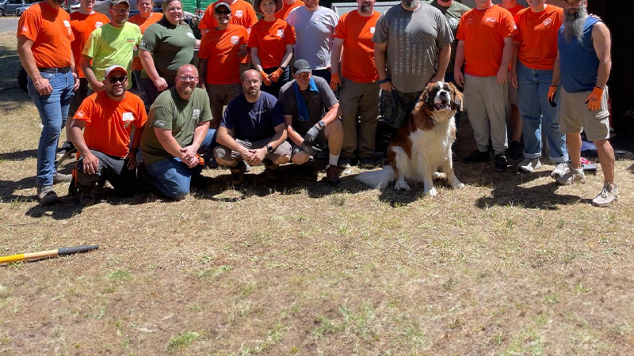 Team Depot Seattle volunteers shown after restoring a veteran's home.