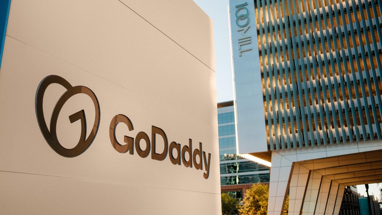 GoDaddy logo on a building