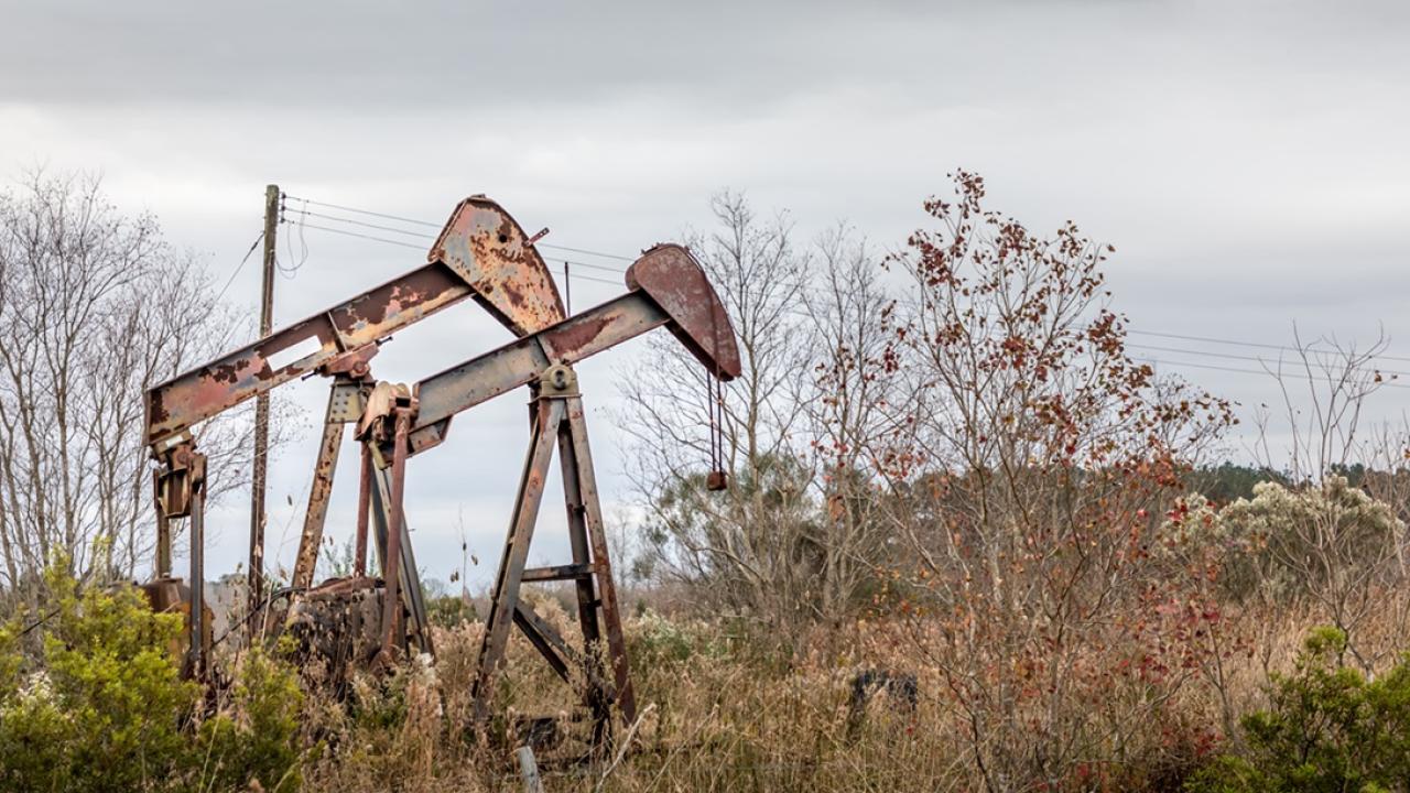 Abandoned oil wells in a field