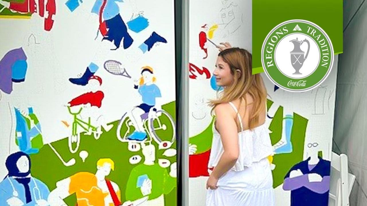 Paint-by-numbers mural in progress 