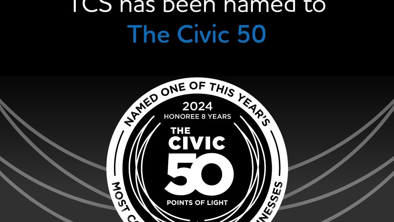 "TCS has been named to The Civic 50" with the award logo