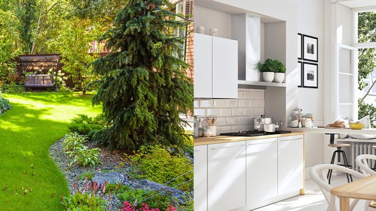 Outside and inside of a home.