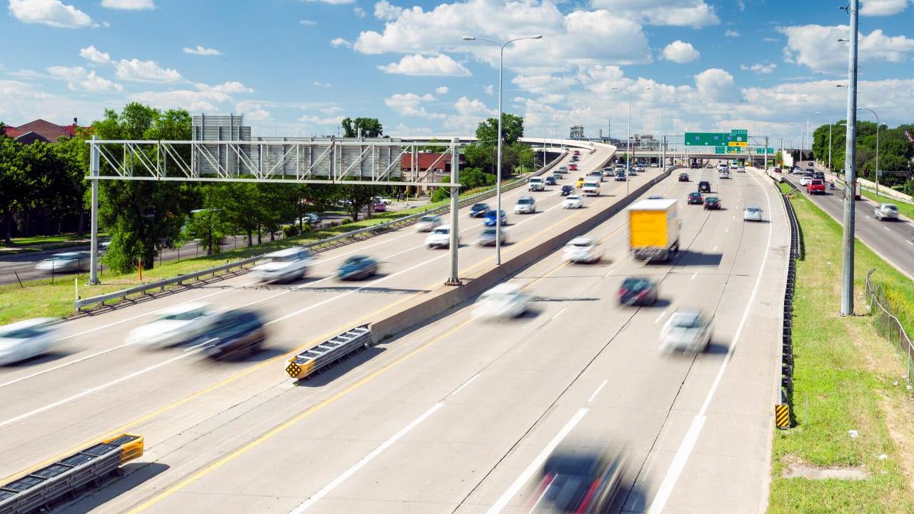 Cars on a busy highway