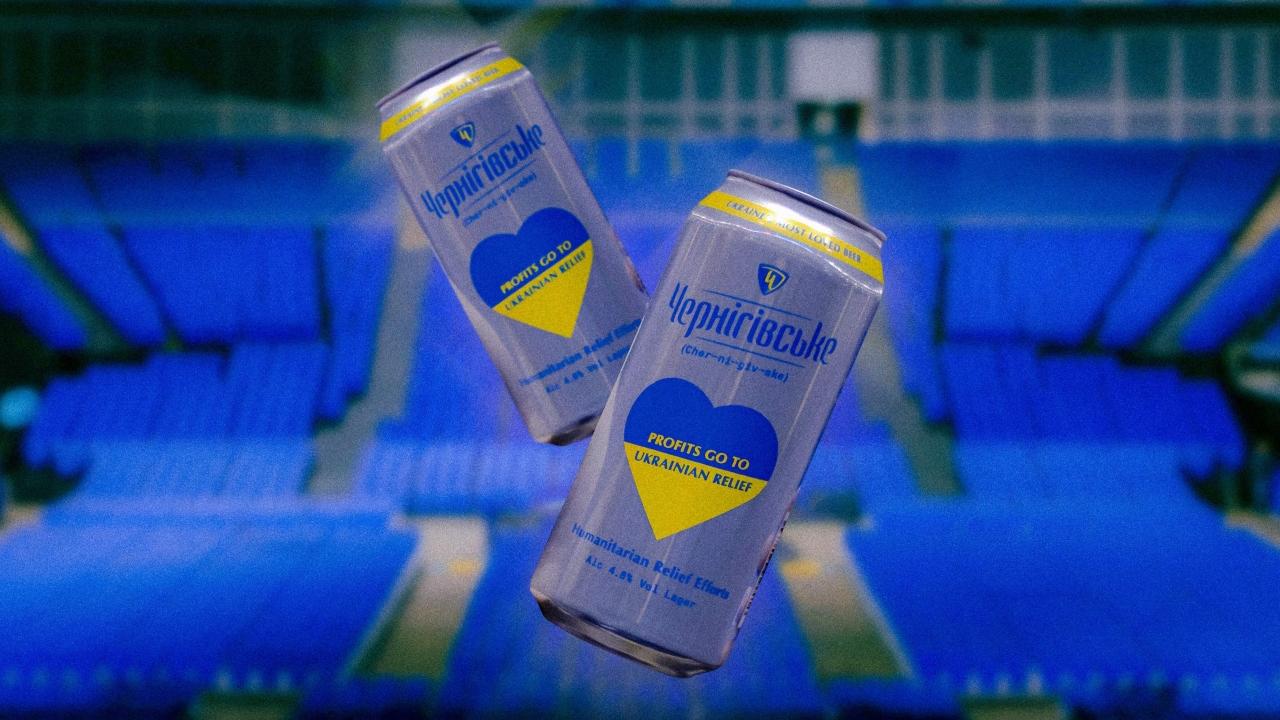 2 cans of alcohol shining blue and yellow