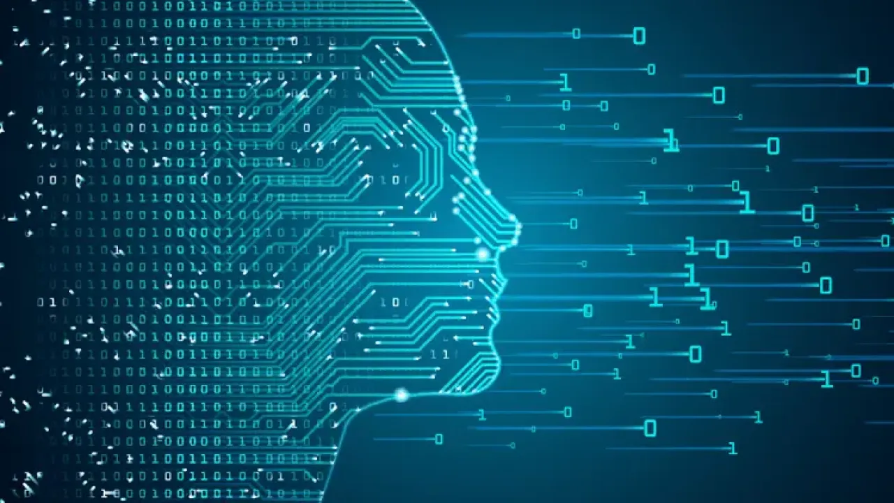 Illustration of a face made up of coding 