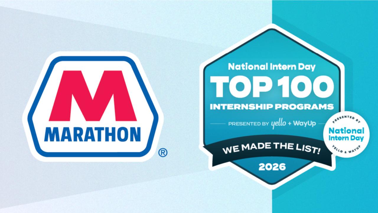 Marathon Petroleum logo with Nation Intern Day Top 100 logo