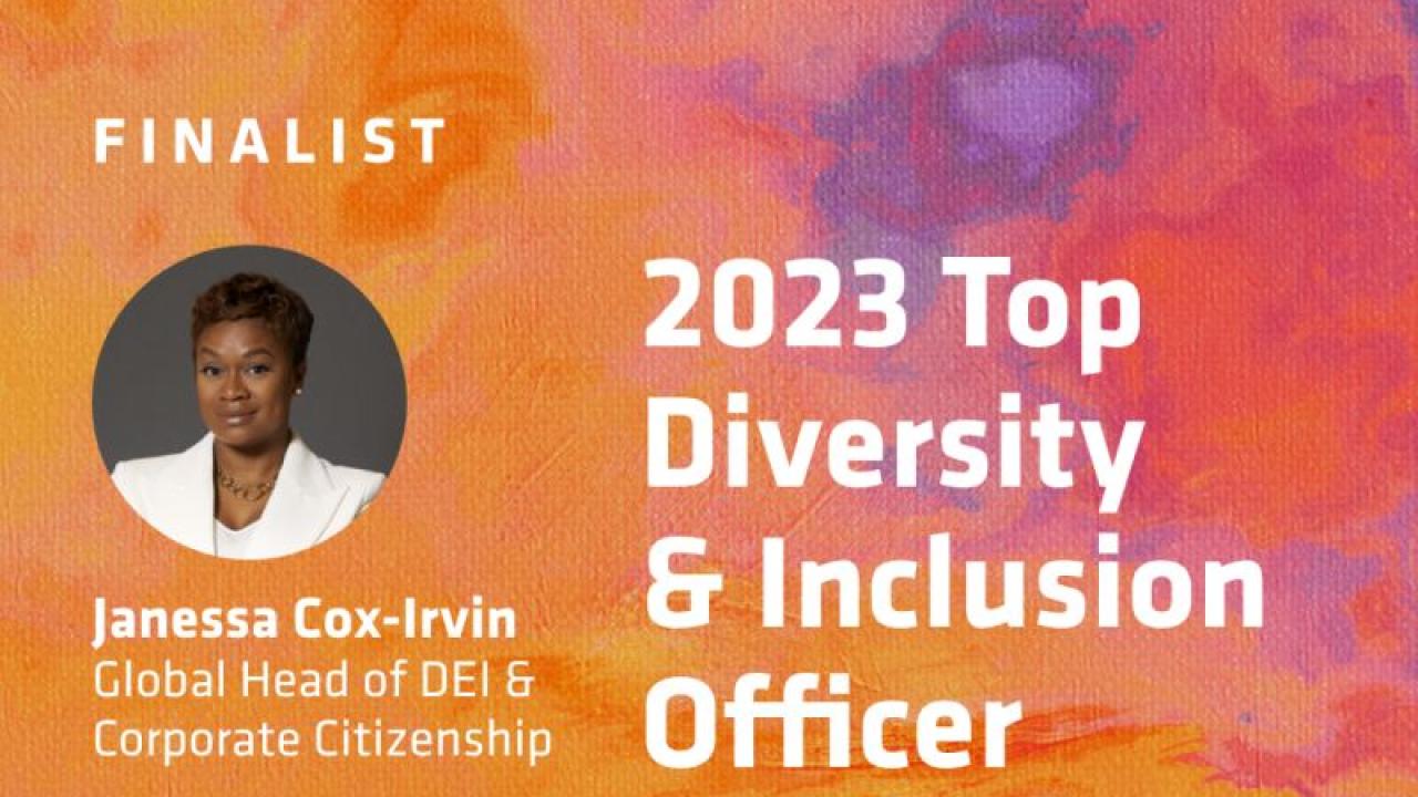 Janessa Cox-Irvine and "Finalist 2023 Top Diversity & Inclusion Officer"