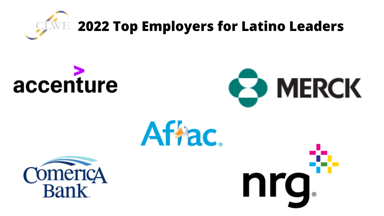 Logos for the 2022 top employers for Latino Leaders