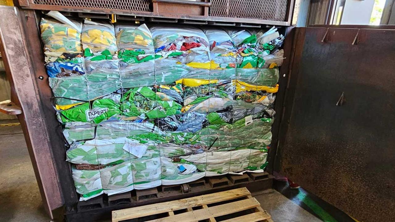 Stacks of recycled plastic