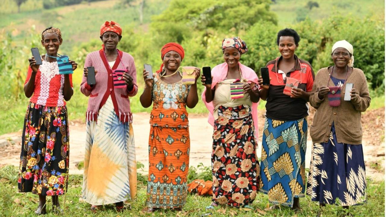 smiling women standing together