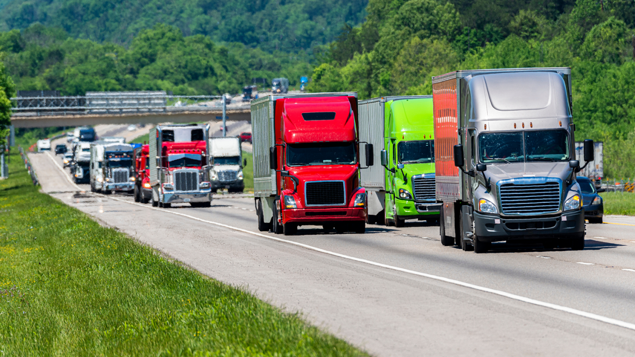 trucks driving on highway