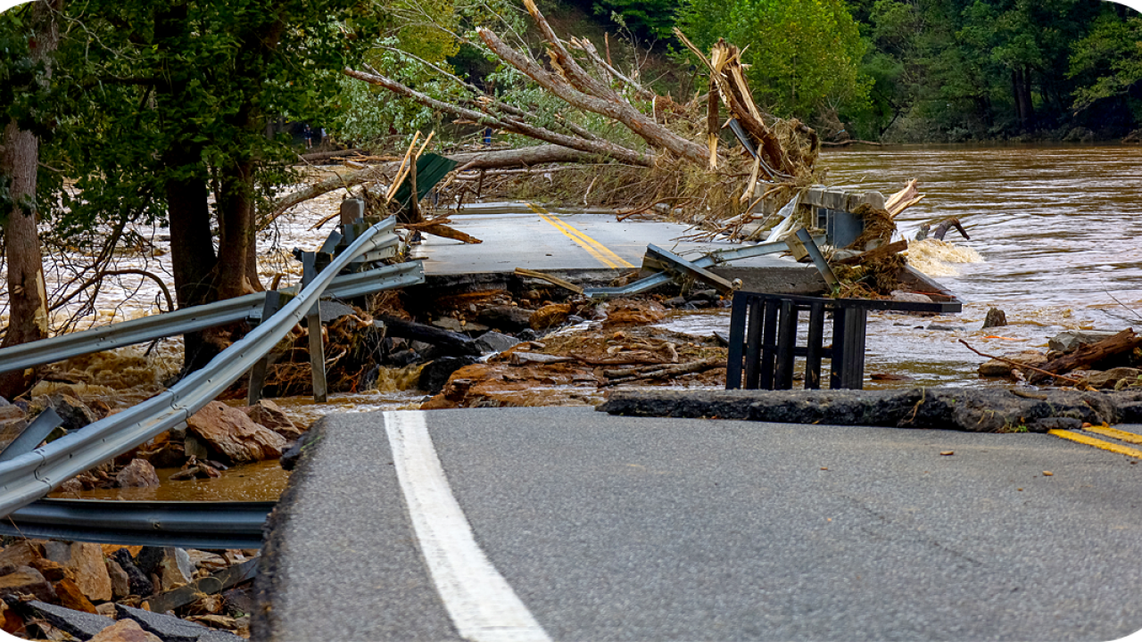 road with hurricane damage