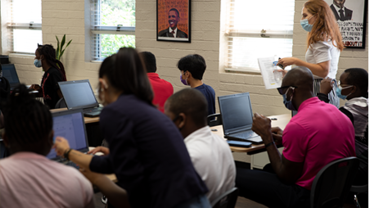 group of students in classroom 